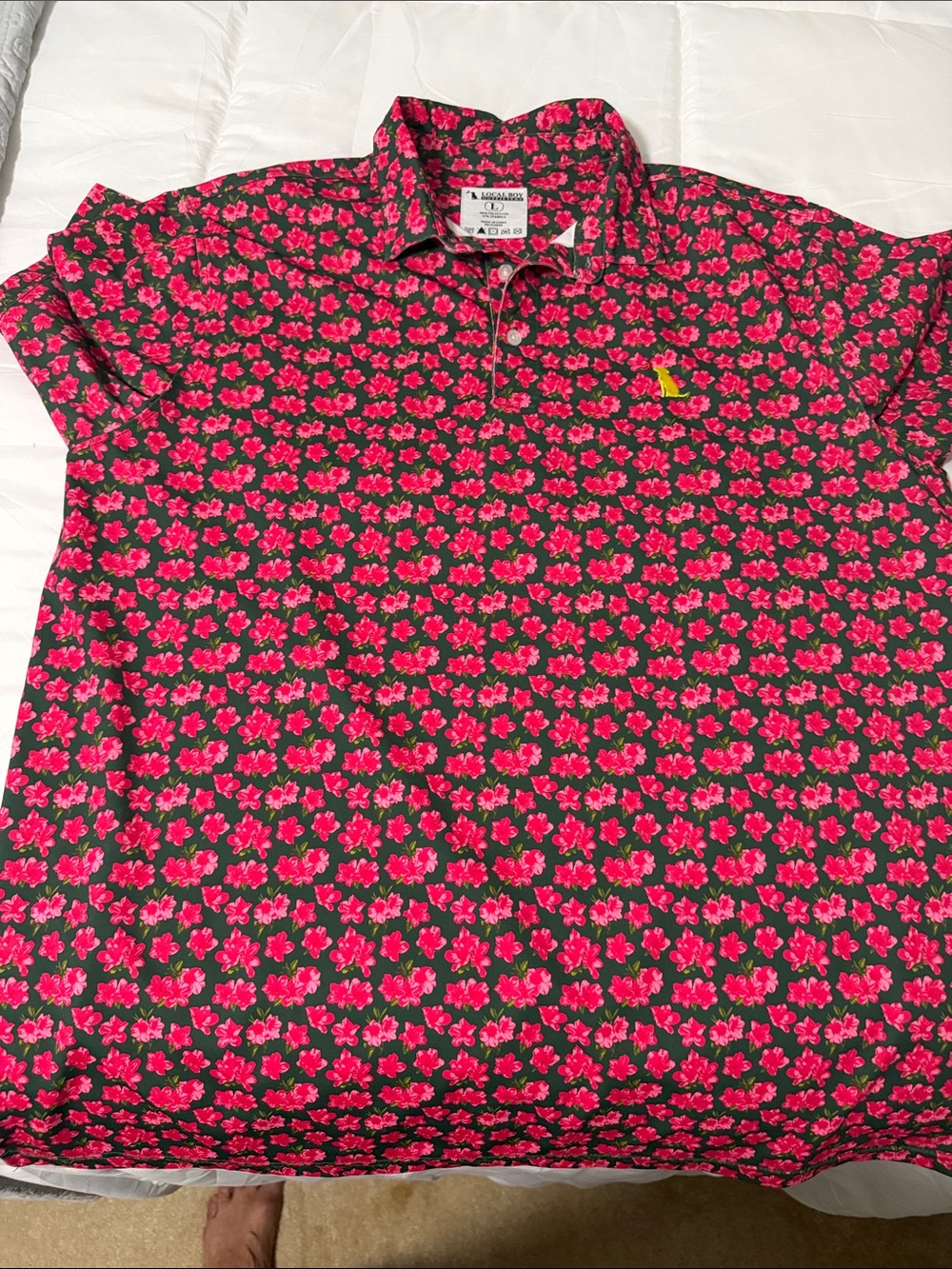 Local Boy Men's Floral Polo Shirt in Green and Pink